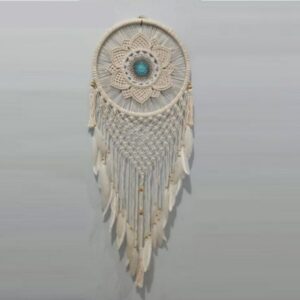 Natural Dreamcatcher with Teal Flower