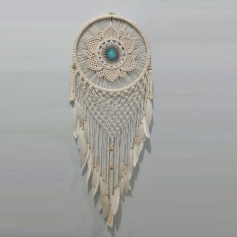 Natural Dreamcatcher with Teal Flower